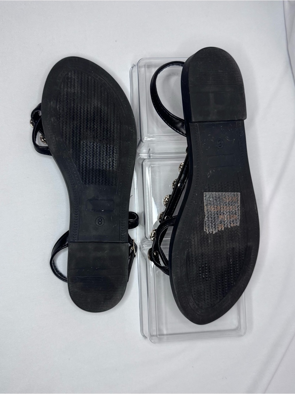 Olivia & Kate NY Coin Embellished Flat Thong Sandals Black - Picture 6 of 6